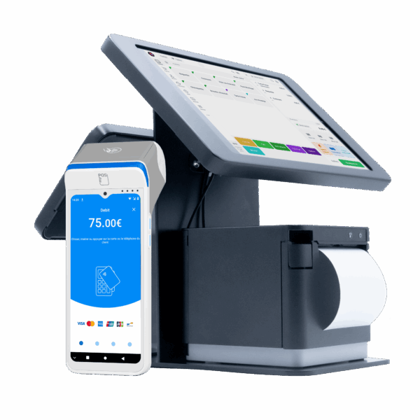 Caisse myPOS Cash Register double écran avec terminal myPOS Ultra