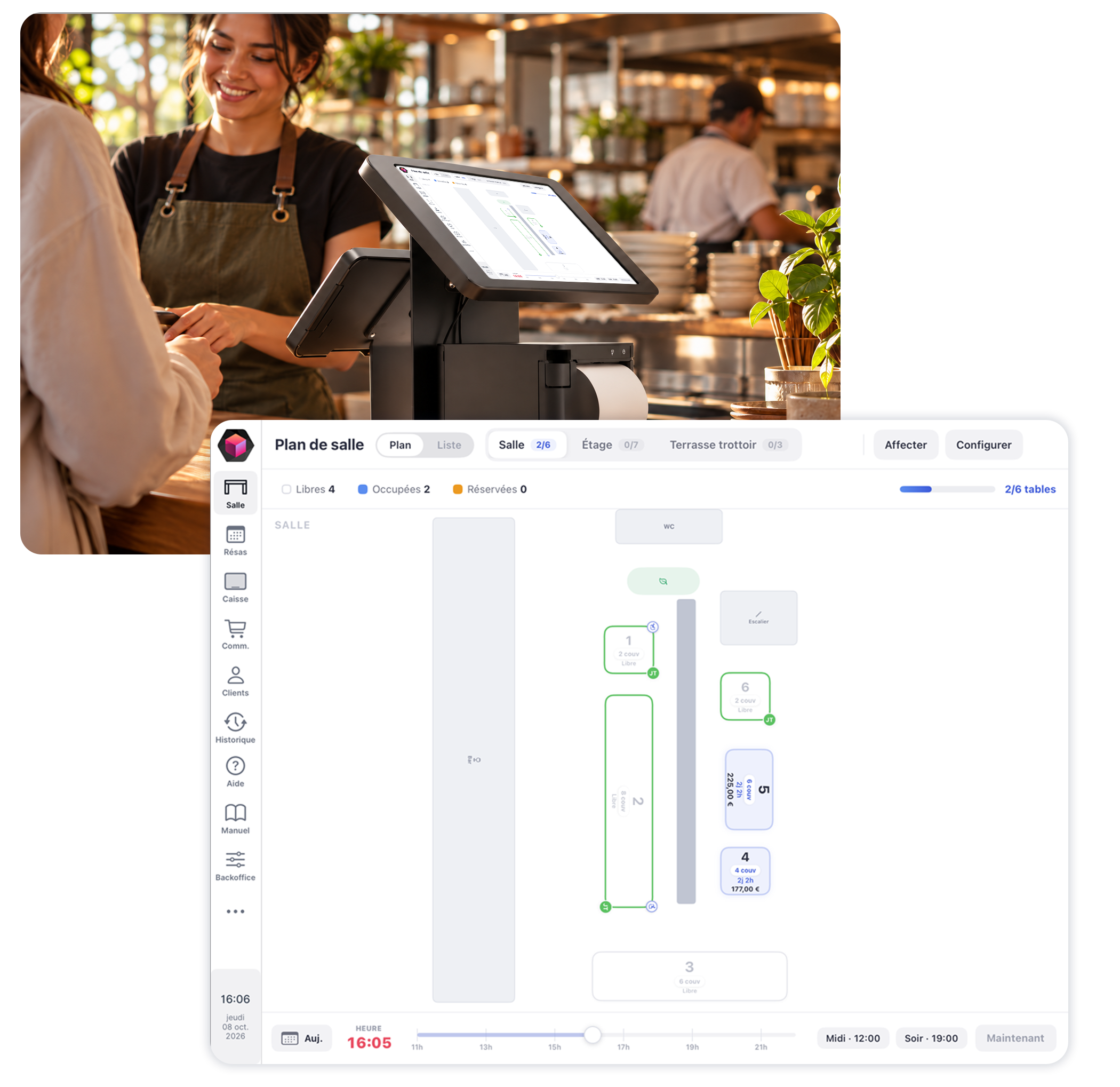 La caisse iPad Toporder dans un restaurant
